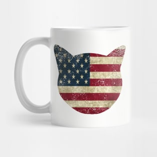 American Flag Cat Head Mug